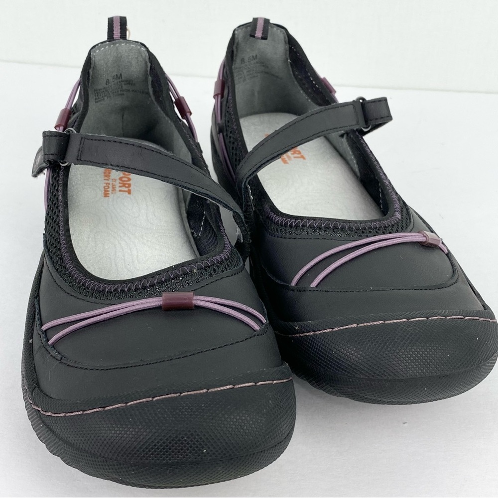 Jambu Norwich Mary Jane Flats by JSport S 8.5M Black With Lavender Trim